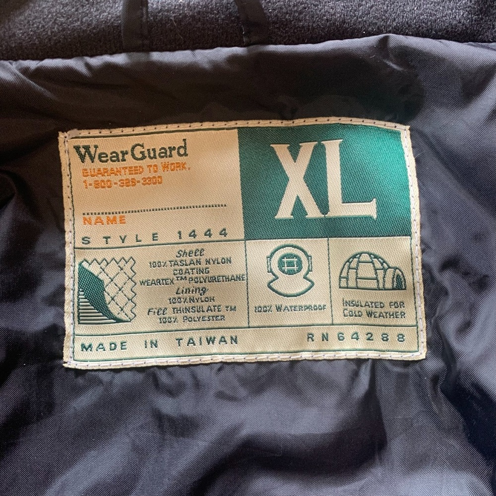 WearGuard 1444 Quilted Thinsulate Jacket Mens XL Black Waterproof Insulated - Picture 4 of 9